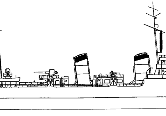 Эсминец IJN Akikaze 1941 [Destroyer] - чертежи, габариты, рисунки